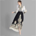 Women Black & White Ethnic Motifs Printed Maxi Dress
