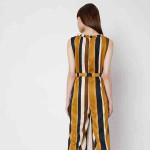 Brown & Black Striped Basic Jumpsuit