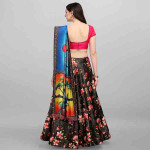 Black Satin Flared Lehenga