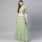 Green Net Aline Lehenga