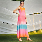 Women Pink and Blue Maxi Dress