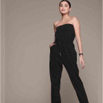 Women Midnight Black Season Staples Strapless Smocked Jumpsuit