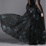 Black & Blue Power Shoulders Floral Printed Maxi Dress