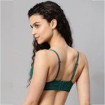 Green Floral Self Design Underwired Lightly Padded Balconette Bra