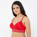 Red Lace Non-Wired Lightly Padded Bralette Bra