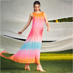 Women Pink and Blue Maxi Dress