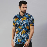 Blue Printed Casual Shirt