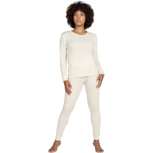 Womens 100% Merino Wool Base Layer Set, Light/Mid Weight, Activewear Thermal Underwear Top & Bottom