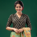 Traditional Pure Cotton Silk Saree With Unstitched Blouse