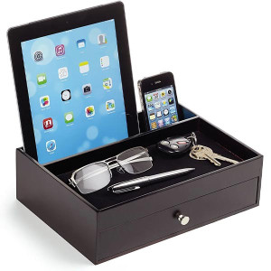 Nightstand Organizer for Multi-Device Office Desk Valet Tray