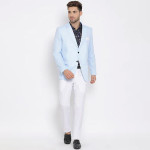 Blue Solid Single Breasted Suit