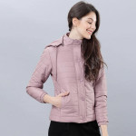 Women Pink Solid Padded Jacket