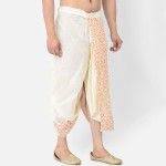 Men Off White & Orange Printed Dhoti Pants