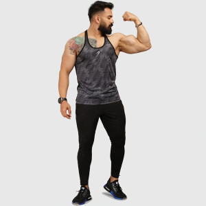 Men Grey Printed Slim-Fit Innerwear Vests