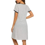 Women's Nightgown Short Sleeve Sleepwear Comfy Sleepshirts Pleated Scoopneck Nightshirt
