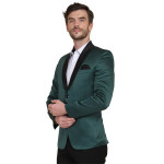 Green Solid Tuxedo Formal Blazer