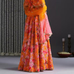 Gajra Gang by  Fashion Bageecha Yellow Floral Skirt With Crop Top & Dupatta