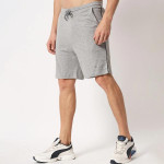 Men Grey Solid Cotton Sports Shorts