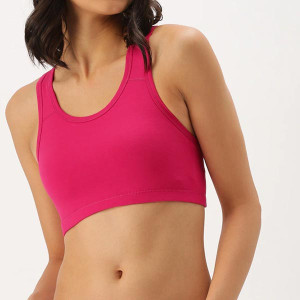 Fuchsia Solid Non-Wired Non Padded Sports Bra