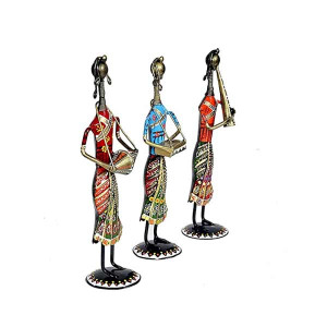 Umi Metal Musician Lady Decorative Showpiece Set of 3 Best Gift Item Home Decor Living Room Decoration Multicolour